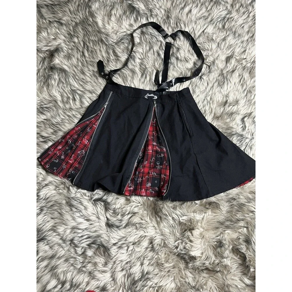Her Universe Disney Cruella Zipper Pleated Suspender Skirt Size M